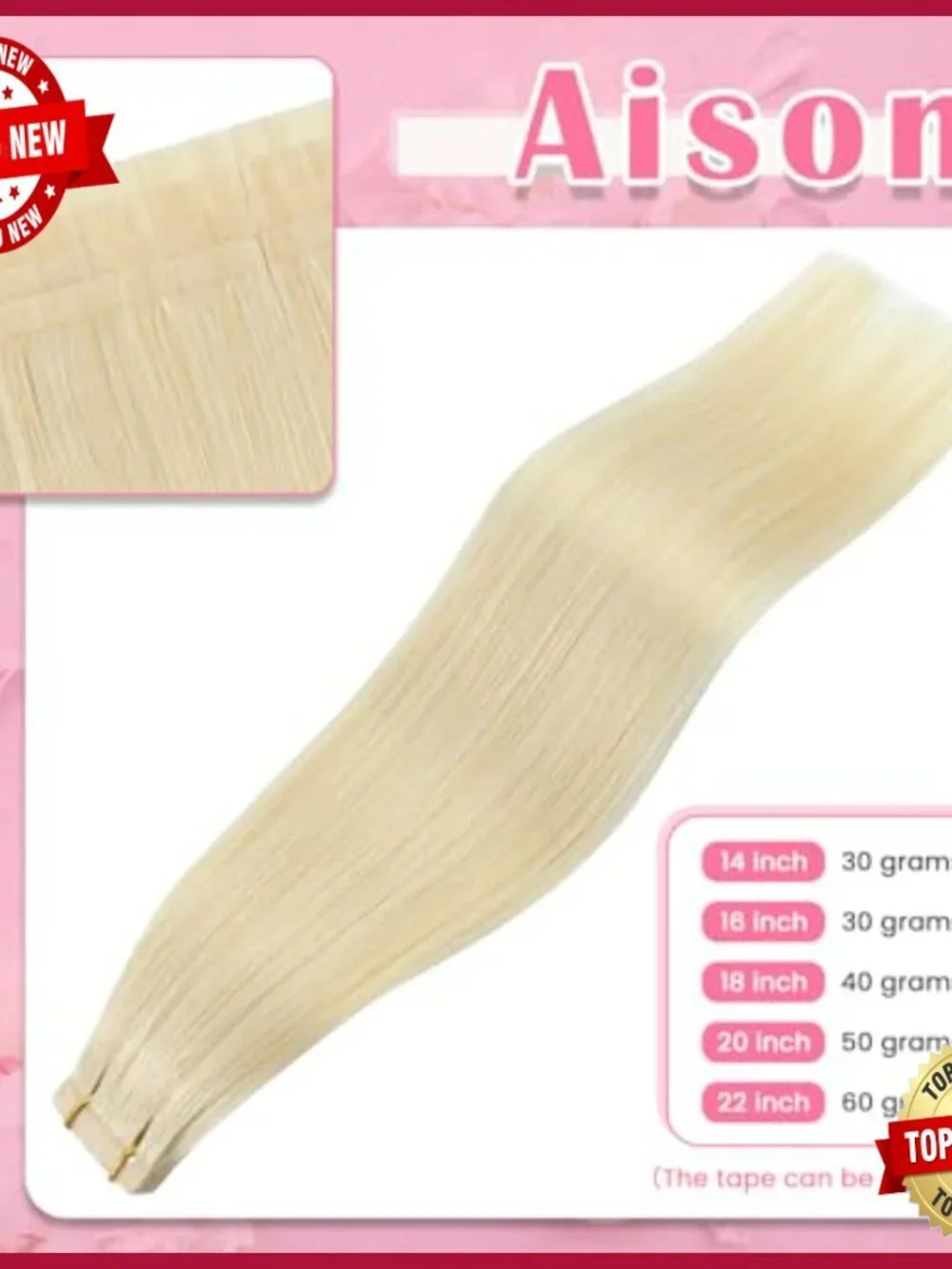 20 Inch Tape-In Human Hair Extensions 20 Piece Set Straight Silky
